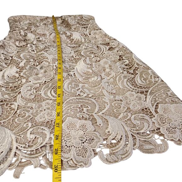 Cache Womens Vintage Gold Lace Strapless Dress Size 8 Floral Lace Mini Cocktail - Picture 13 of 13